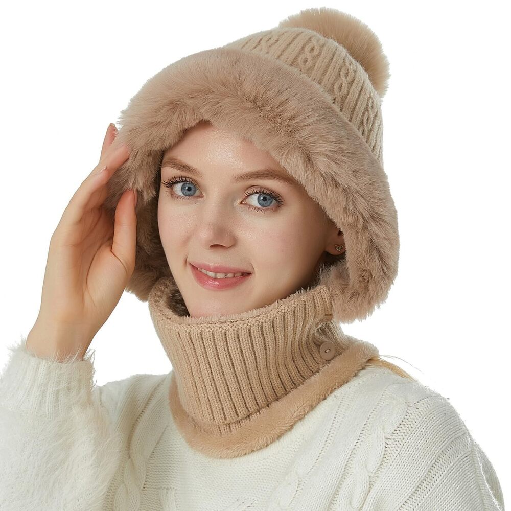 1941 Winter Knitted Balaclava One Piece Skull Beanie Hat Neck Circle Scarf